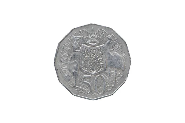 白い背景上に分離されて半分オーストラリアドル コイン — ストック写真