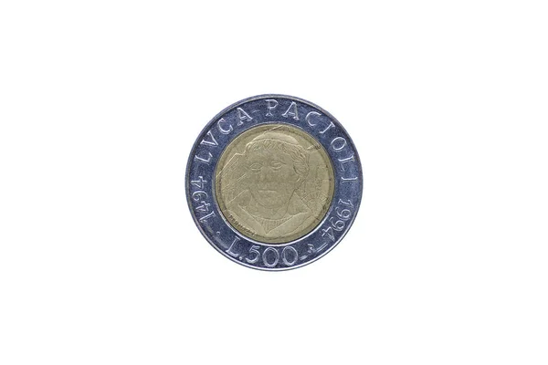 Italská Lira Mince Nesoucí Portrét Luca Pacioli 1447 1517 Vydané — Stock fotografie