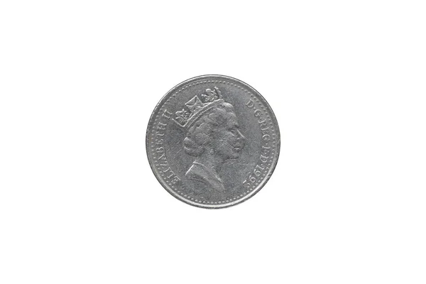 Brit Queen Elizabeth 1992 Ben Tíz Penny Érme Elszigetelt Fehér — Stock Fotó