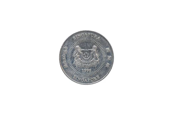 Сінгапурська Cent Монета Року 1995 Році Ізольовані Білому Тлі — стокове фото