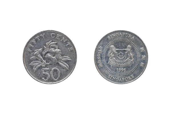 Singaporean Cent Moneta Anno 1995 Isolato Sfondo Bianco — Foto Stock