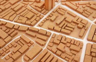 Cork yapılan mimari küçük şehir modeli kukla