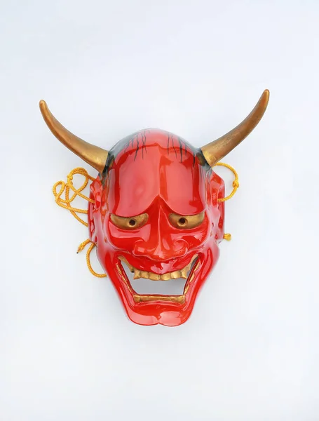 Traditionele Japanse Masker Van Een Demon Kabuki Masker Witte Achtergrond — Stockfoto