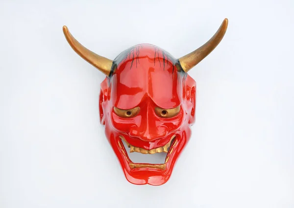 Traditionele Japanse Masker Van Een Demon Kabuki Masker Witte Achtergrond — Stockfoto