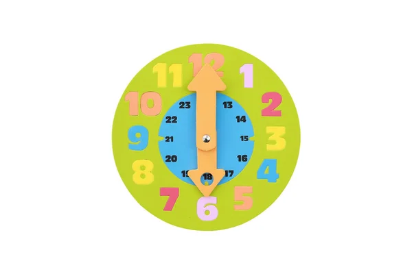 Часов Круглые Игрушечные Часы Изолированы Белом Фоне — стоковое фото