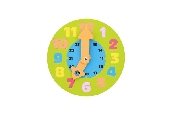 Ώρα Στρογγυλό Ρολόι Παιχνιδιών Που Απομονώνονται Λευκό Φόντο — Φωτογραφία Αρχείου