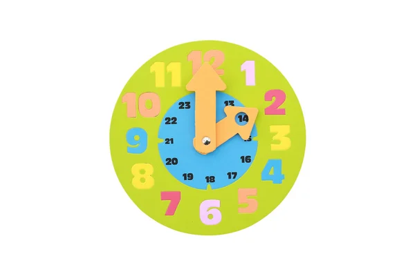 Годинник Круглий Іграшковий Годинник Ізольований Білому Тлі — стокове фото