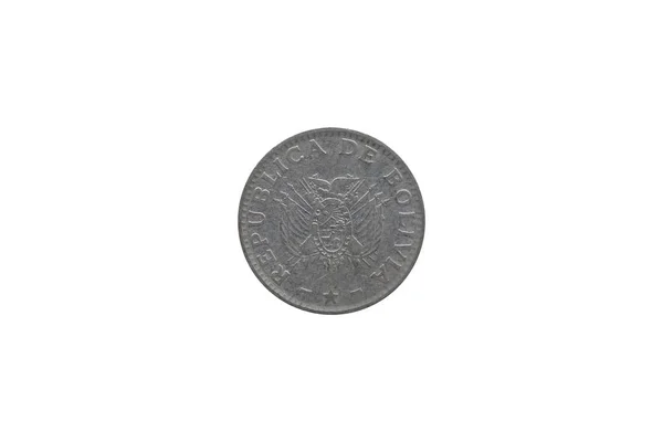 Monedas Bolivianas Aisladas Sobre Fondo Blanco — Foto de Stock