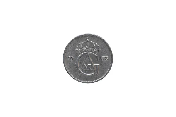 Swedish Kronor Coin Closeup Isolated White Background — Stock Photo, Image