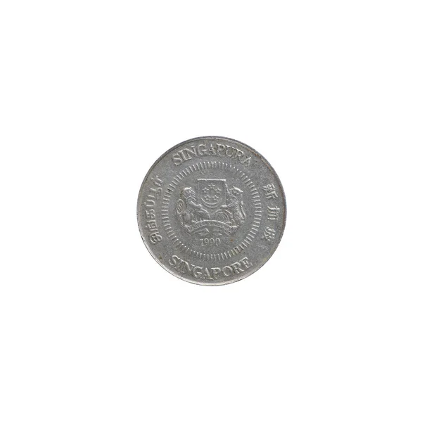 Singapurense Moneda Céntimos Año 1990 Aislado Sobre Fondo Blanco — Foto de Stock