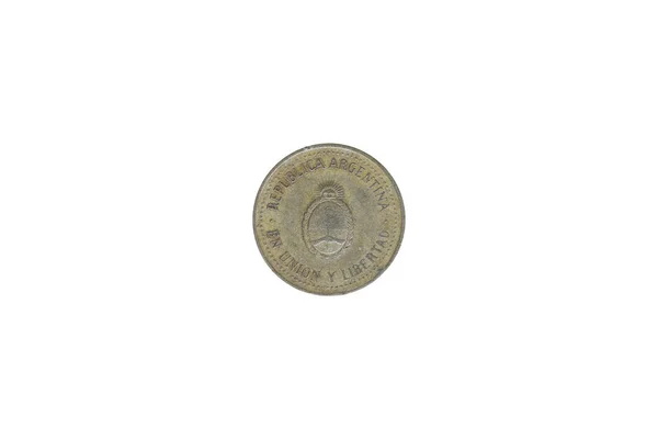 Argentino Peso Centavos Ano Moedas 1992 Isolado Fundo Branco — Fotografia de Stock