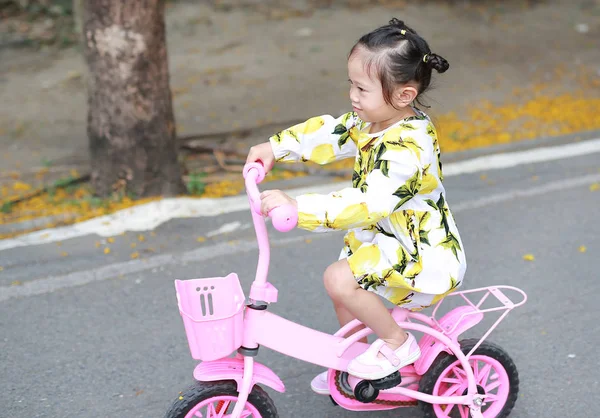 Menina Bonito Andar Bicicleta Parque — Fotografia de Stock