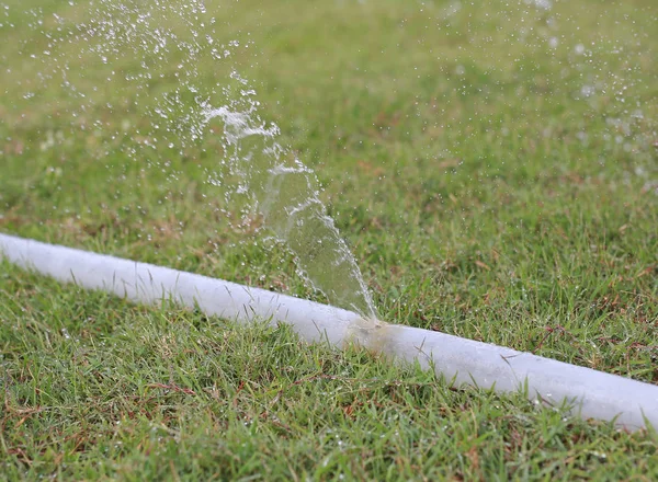 Water Hose Has Sprung Leak Watering — Stock Photo, Image