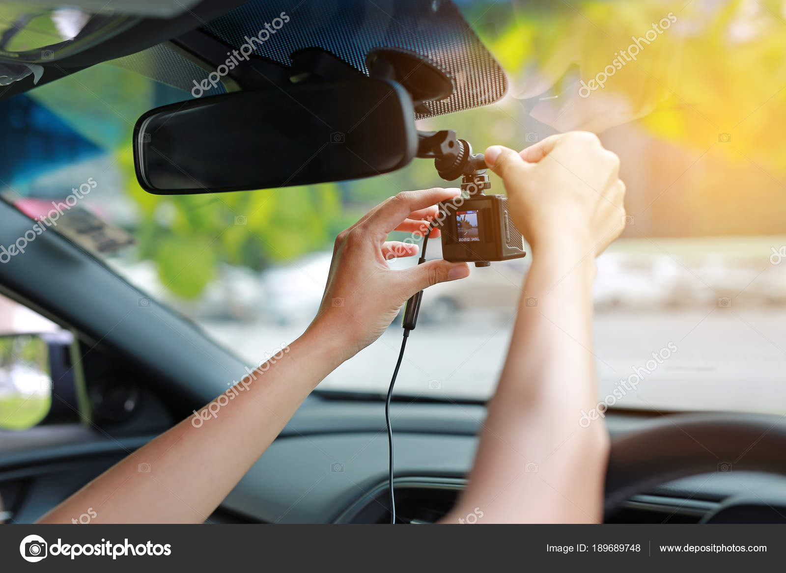 Hands Installation Front Camera Car Recorder Car Dvr Vehicle Stock Photo by  ©civic_dm@hotmail.com 189689748