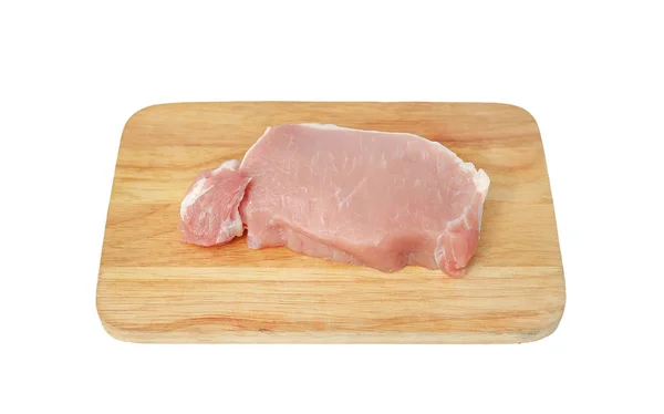 Chopped Raw Pork Tenderloin Wooden Cutting Board — Stock Photo, Image