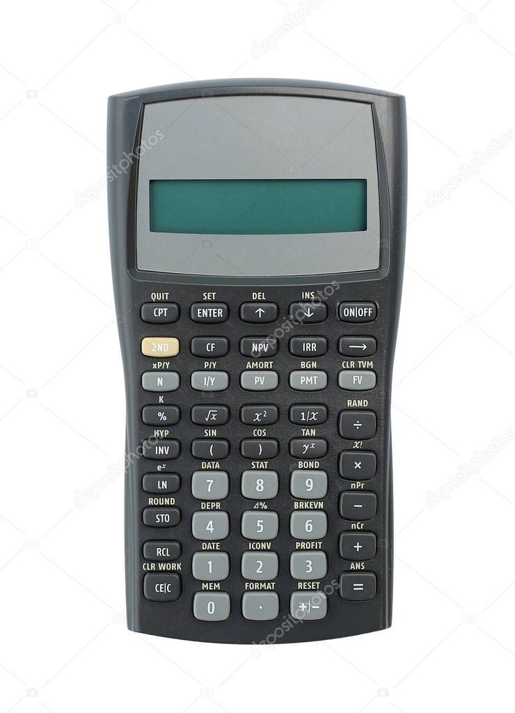 Scientific calculator on white isolated background