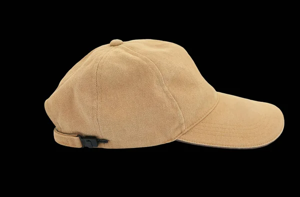 黒い背景に分離された茶色のキャップ スポーツ帽子 — ストック写真