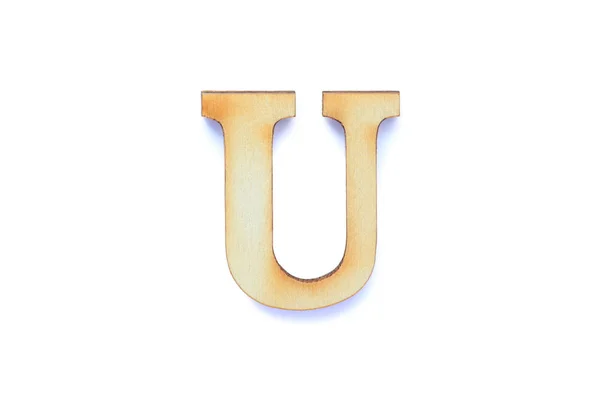 Alphabet Letter Wooden Font Shadow Isolated White Background English Flat — Stock Photo, Image