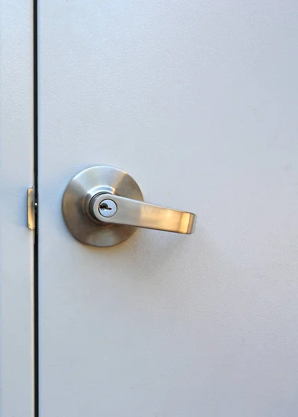 Close Metal Steel Door Handle Keyhole — ストック写真
