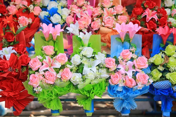 Beautiful Bouquet Rose Flower Row Colorful Flowers — 스톡 사진