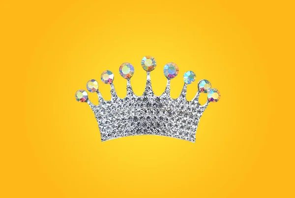 Crown Princess Isolated Yellow Background Jewel Wedding Accessory — Stock Photo, Image