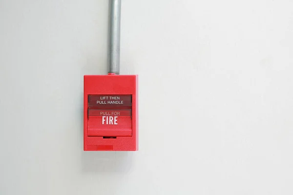 Interruptor Alarme Incêndio Parede Cimento Branco — Fotografia de Stock