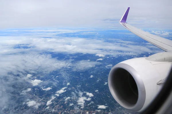 Bela Vista Céu Nuvem Janela Avião — Fotografia de Stock