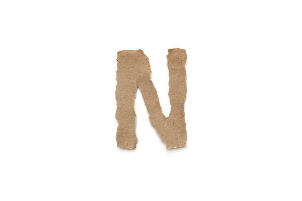 Alphabet Buchstabenschrift Isoliert Über Weißem Hintergrund Englische Flache Braune Zerrissene — Stockfoto