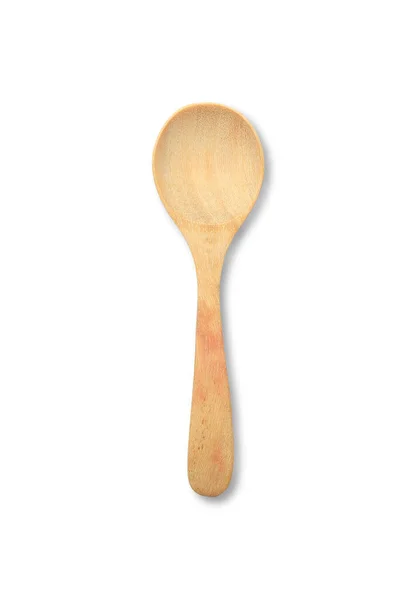 Wooden Spoon Isolated White Background Top View — Stock Photo, Image