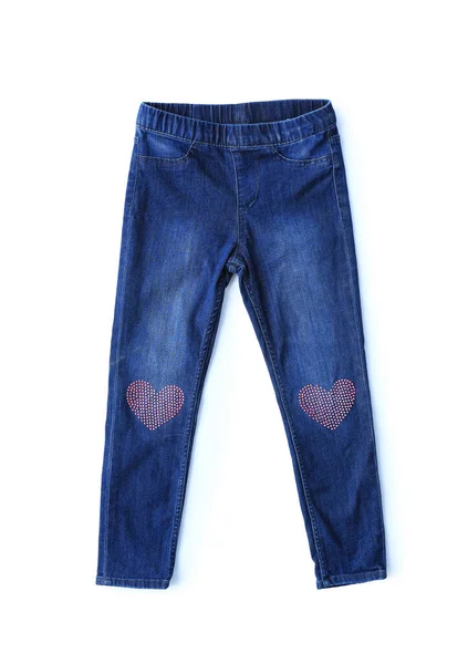 Blue Jeans Geïsoleerd Witte Achtergrond Kleding Voor Kleine Denim Kinderen — Stockfoto