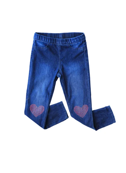 Blue Jeans Geïsoleerd Witte Achtergrond Kleding Voor Kleine Denim Kinderen — Stockfoto