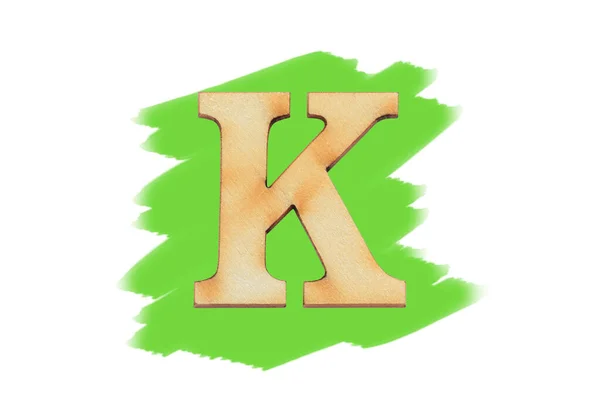 Alfabetet Bokstav Trä Teckensnitt Målade Färg Grön Isolerad Vit Bakgrund — Stockfoto
