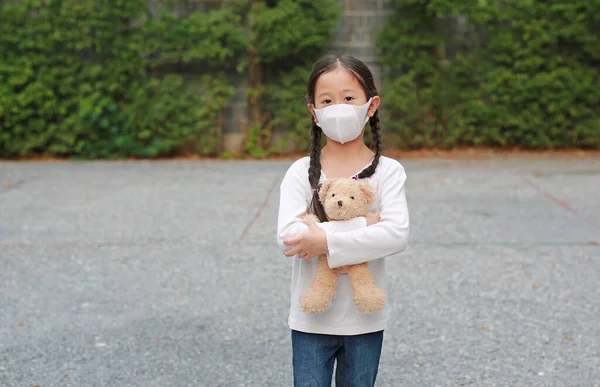 Portré Ázsiai Kislány Maszkot Visel Hogy Megvédje Koronavírus Légszennyezés Pm2 — Stock Fotó