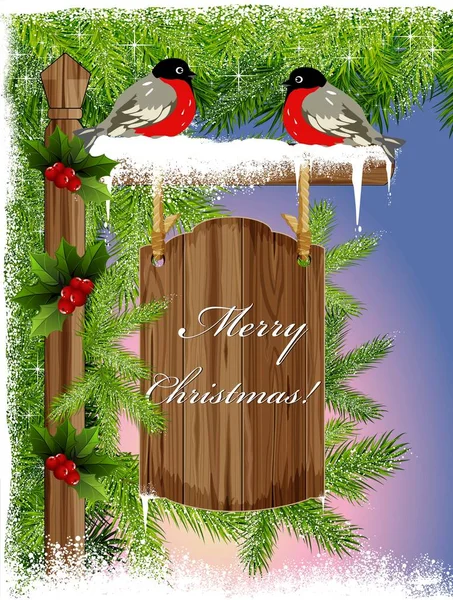 Christmas background with bullfinches — Stock Photo, Image