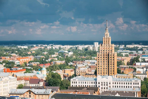 Riga, Latvia. Building of Latvian Academy of Sciences. Aerial