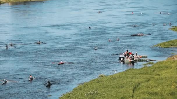 People Training On Kayak In The River, Training — Stock Video