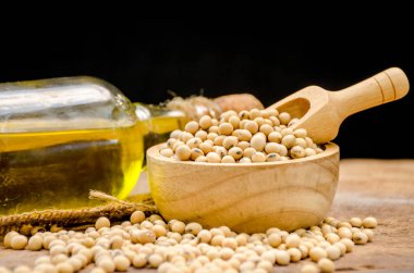 Soya fasulyesi ve soya yağı ahşap tablo