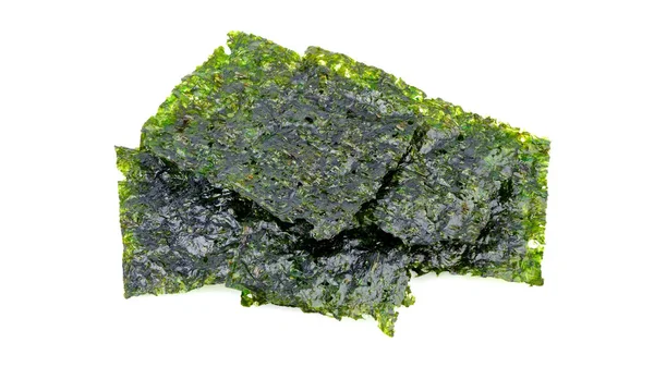 Beyaz arka plan üzerinde deniz yosunu yaprakları