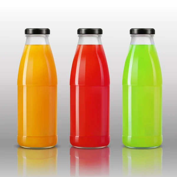 Realistisk Transparent Juice Flaska Vektor Mockup — Stock vektor