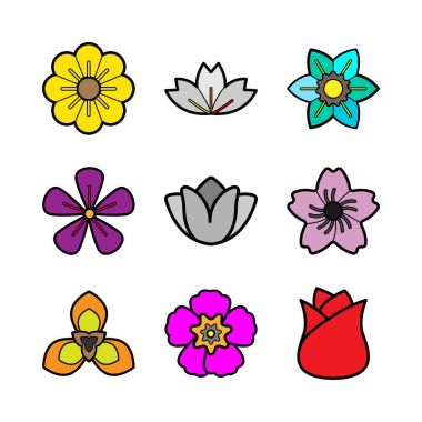 Çiçek simge vektör seti