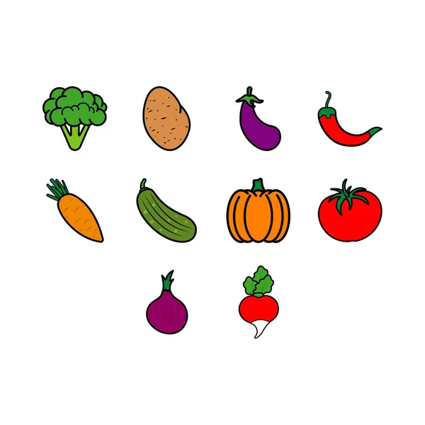 Icono de verduras conjunto — Vector de stock