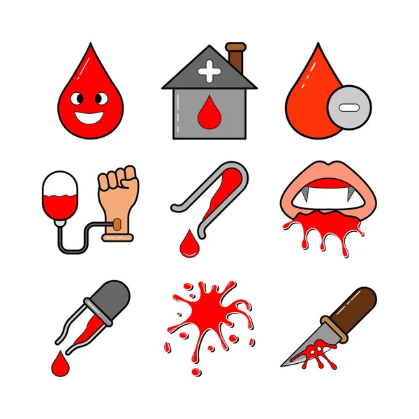 Icon of human blood set — Stock Vector