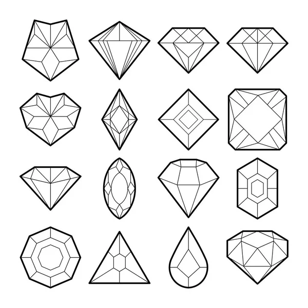 Conjunto de icono de diamante simple — Archivo Imágenes Vectoriales
