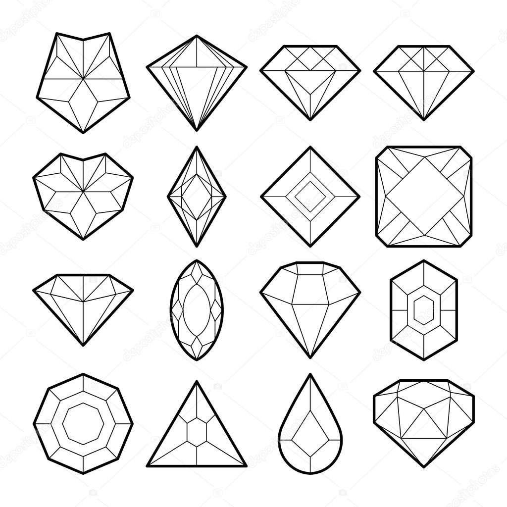 simple diamond icon set