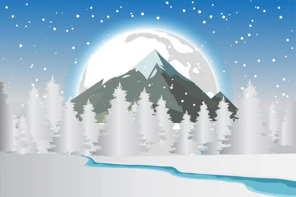 Weihnachten Winter Landschaft Hintergrund Vektor — Stockvektor