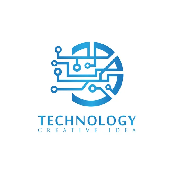 Teknoloji - kurumsal kimlik için vektör logosu. Soyut çip işareti. Ağ, internet teknolojisi konsepti çizimi. Tasarım ögesi.