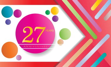 27 yıl yıldönümü kutlama logo, beyaz arka planda, vektör öğeleri için afiş, izole düz tasarım davetiye ve doğum gününü.