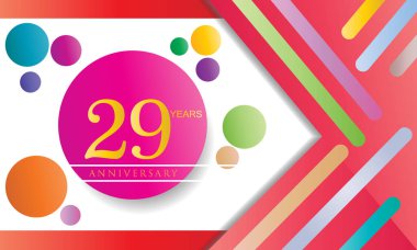 29 yıl yıldönümü kutlama logo, beyaz arka planda, vektör öğeleri için afiş, izole düz tasarım davetiye ve doğum gününü.