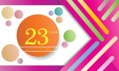 23 yıl yıldönümü kutlama logo, beyaz arka planda, vektör öğeleri için afiş, izole düz tasarım davetiye ve doğum gününü.
