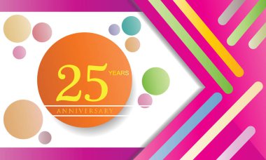 25 yıl yıldönümü kutlama logo, beyaz arka planda, vektör öğeleri için afiş, izole düz tasarım davetiye ve doğum gününü.